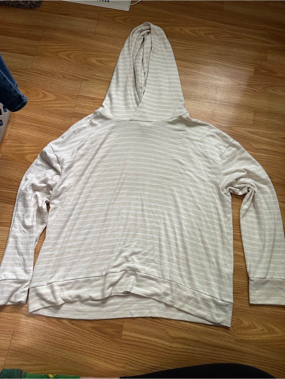 a new day Cream Striped Lightweight Hooded Pullover